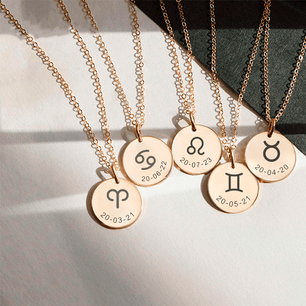 Colar Medalha Personalizada Signos e Constelações - Fino Brilho